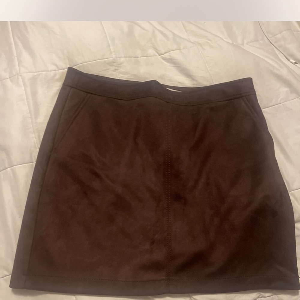 Elegant Brown Suede Women's Skirt